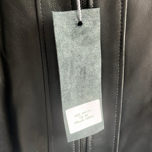 Italian Black Leather Zip Up Jacket Made by CURGÈ size‎ Women’s XL EU 50 NWT W2 - Picture 3 of 8